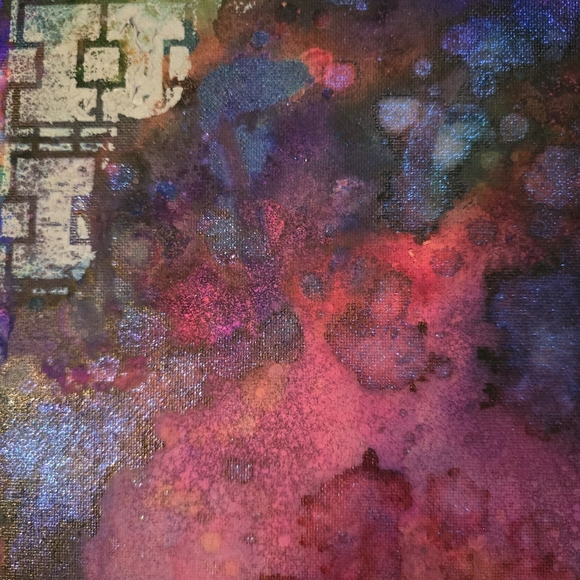 HANDCRAFTED Abstract Alien Painting HANDMADE & HANDPAINTED Wall Art Decor 15x30 - Picture 15 of 17